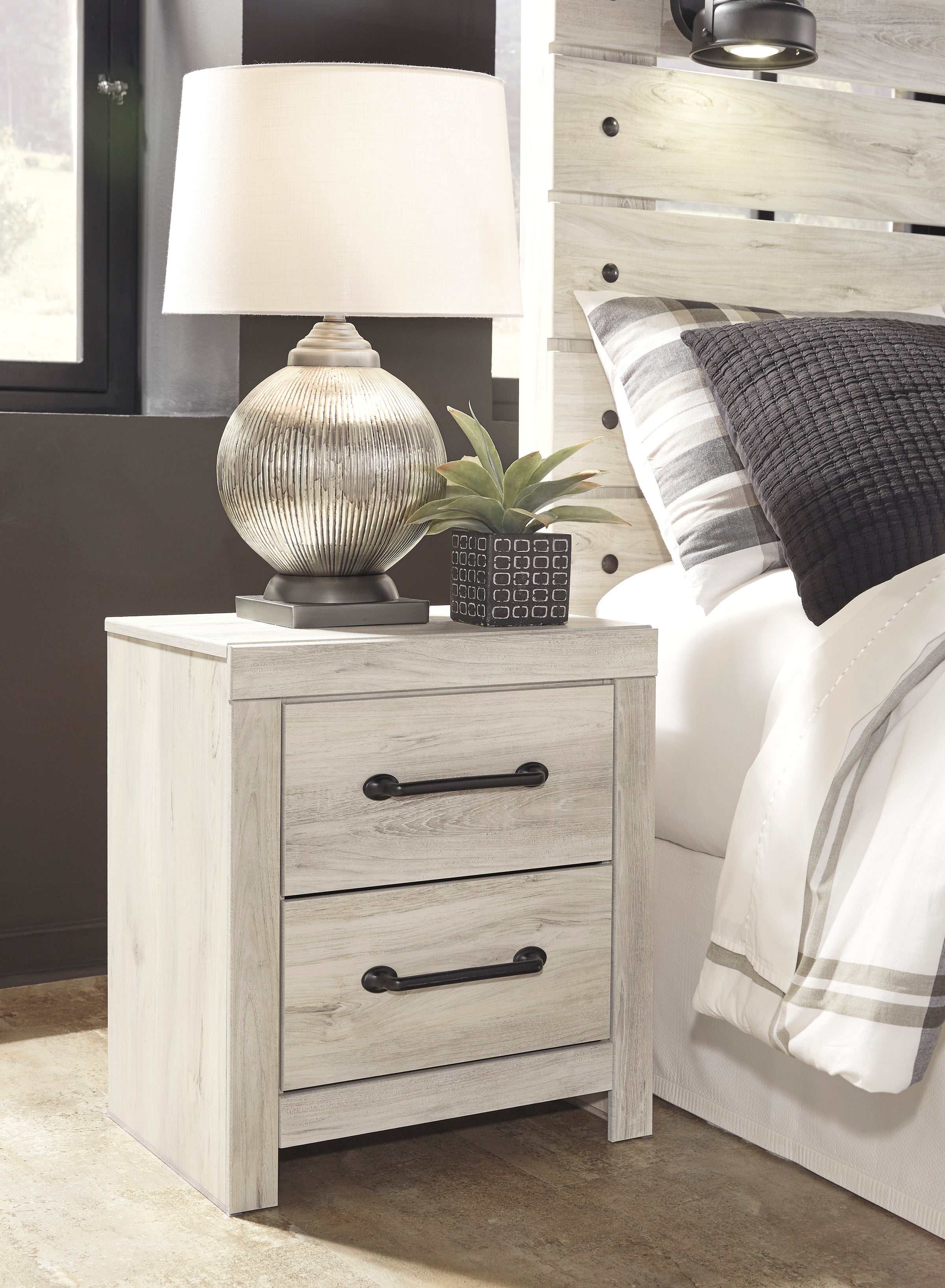 (Online Special Price) Cambeck Whitewash King Panel Bedroom Set w/ 2 Storage Drawers - Ornate Home