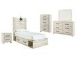 Cambeck Whitewash Twin Panel Bedroom Set w/ 2 Storage Drawers - Ornate Home