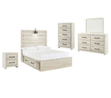 Cambeck Whitewash Full Panel Bedroom Set w/ 2 Storage Drawers - Ornate Home