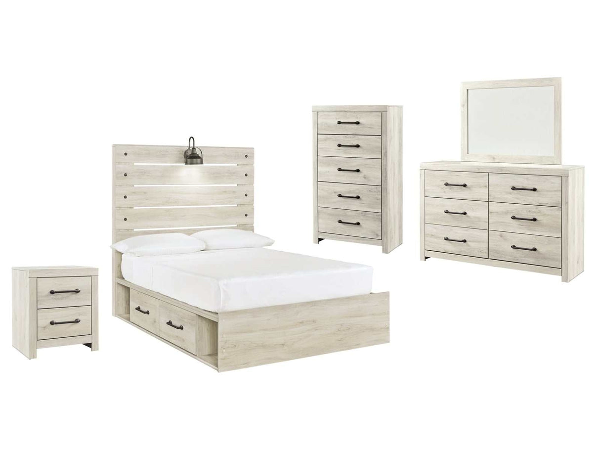 (Online Special Price) Cambeck Whitewash Full Panel Bedroom Set w/ 2 Storage Drawers - Ornate Home