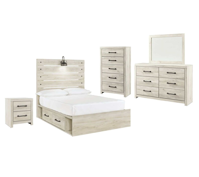 Cambeck Whitewash Full Panel Bedroom Set w/ 4 Storage Drawers - Ornate Home