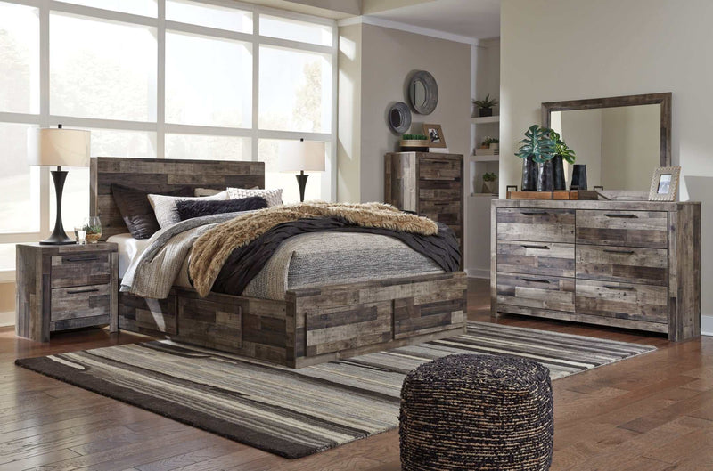Derekson Multi Gray Full Panel Bed w/ 6 Storage Drawers - Ornate Home