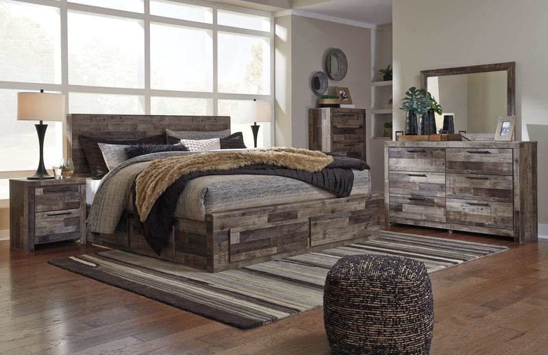 Derekson Multi Gray King Panel Bed w/ 6 Storage Drawers - Ornate Home