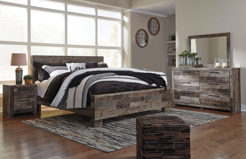 Derekson Multi Gray King Panel Bedroom Set / 4pc - Ornate Home