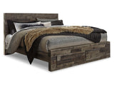 (Online Special Price) Derekson Multi Gray King Panel Bed w/ 2 Storage Drawers - Ornate Home