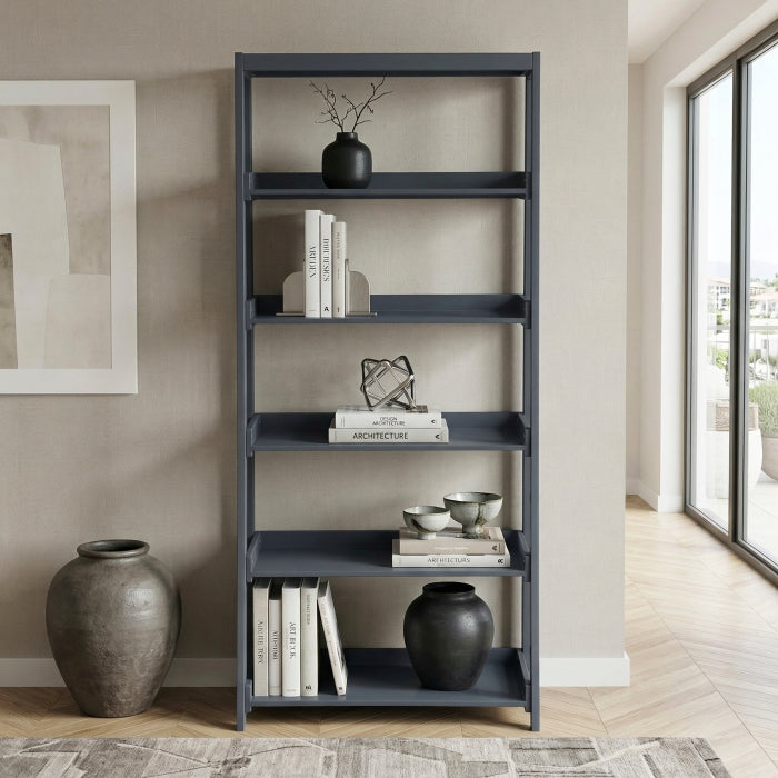 Sloane Blue 5 Fixed Shelves Bookcase