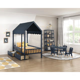 Sloane Blue Twin Canopy Platform Bed