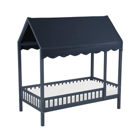 Sloane Blue Twin Canopy Platform Bed