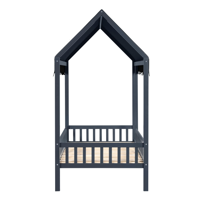 Sloane Blue Twin Canopy Platform Bed