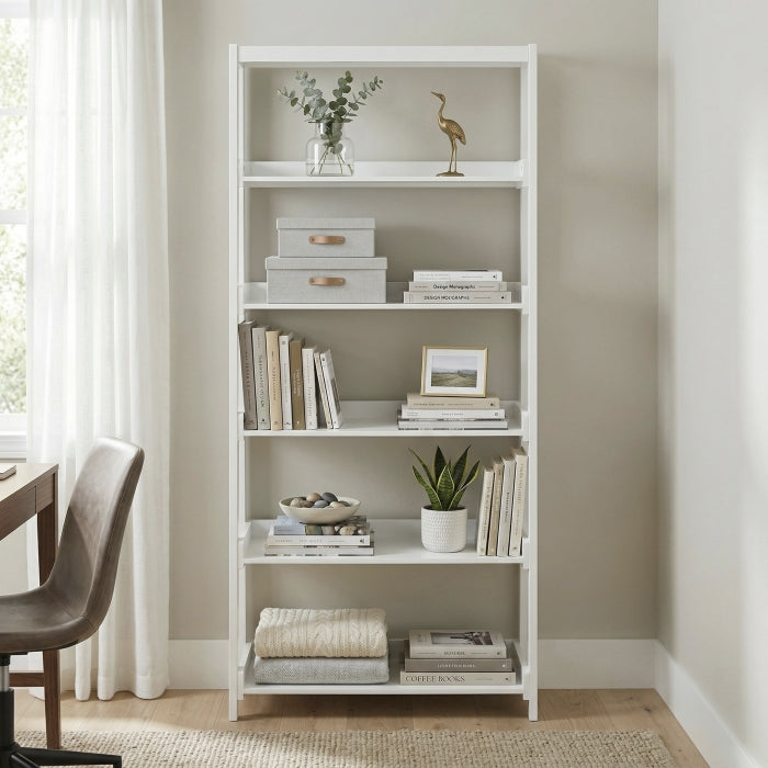 Sloane White 5 Fixed Shelves Bookcase