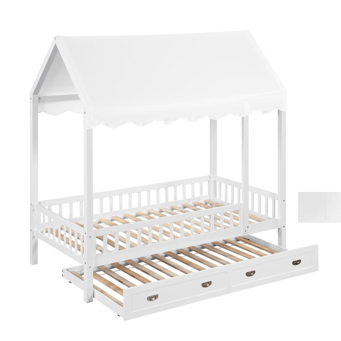 Sloane White Twin Canopy Platform Bed