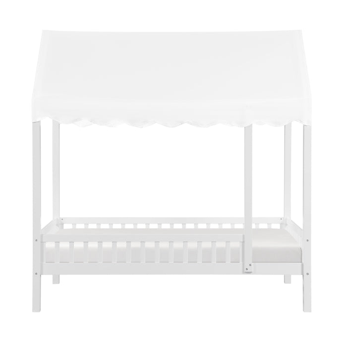Sloane White Twin Canopy Platform Bed