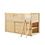 Bartly Beige Low Loft Bunk With Bookcase And 2 Dressers