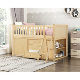 Bartly Beige Low Loft Bunk With Bookcase And 2 Dressers