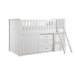 Galen White Low Loft Bunk With Bookcase And 2 Dressers
