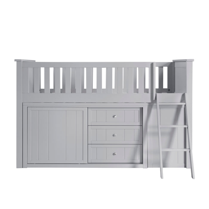 Orion Silver Low Loft Bunk With Bookcase And 2 Dressers
