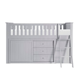 Orion Silver Low Loft Bunk With Bookcase And 2 Dressers