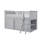 Orion Silver Low Loft Bunk With Bookcase And 2 Dressers