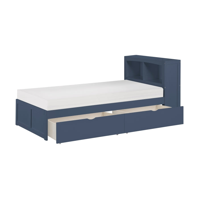 Nora Blue Twin Platform Bed Bookcase