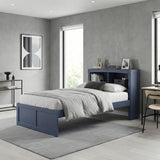 Nora Blue Twin Platform Bed Bookcase