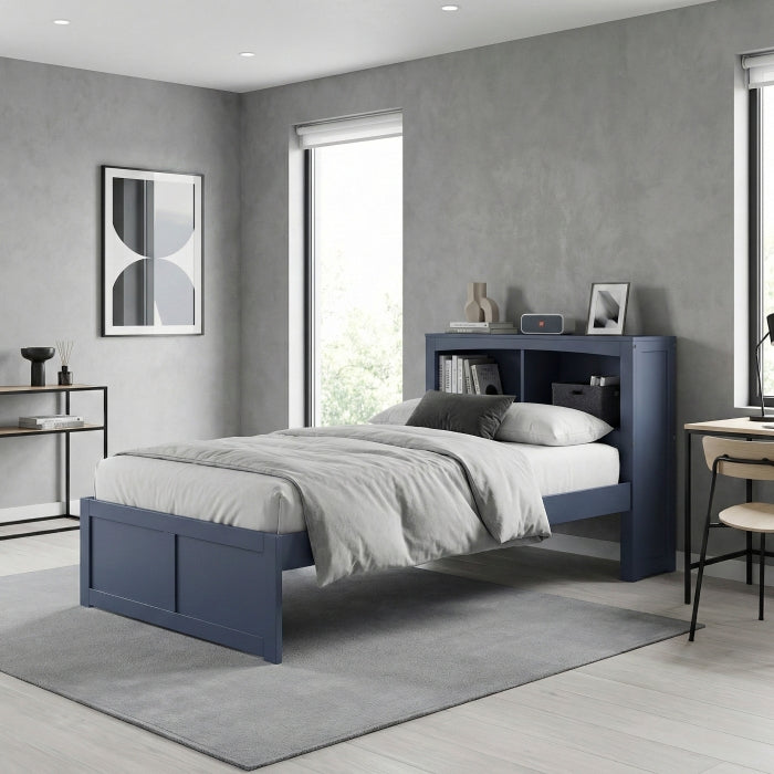 Nora Blue Twin Platform Bed Bookcase