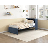 Nora Blue Twin Platform Bed Bookcase