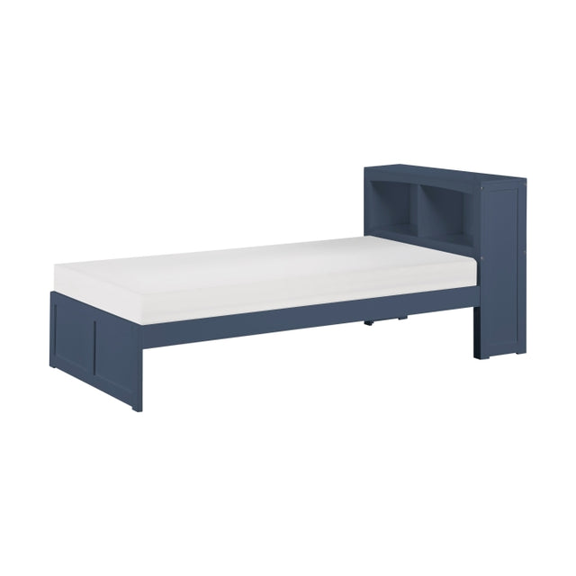 Nora Blue Twin Platform Bed Bookcase
