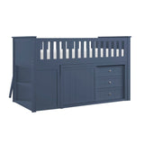 Nora Blue Low Loft Bunk With Bookcase And 2 Dressers