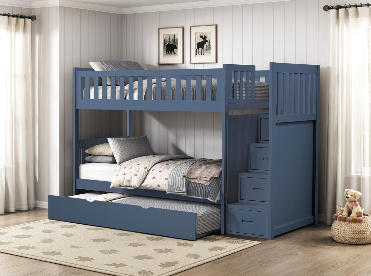 Nora Blue Twin Step Bunk Bed
