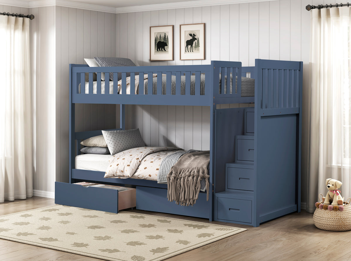 Nora Blue Twin Step Bunk Bed
