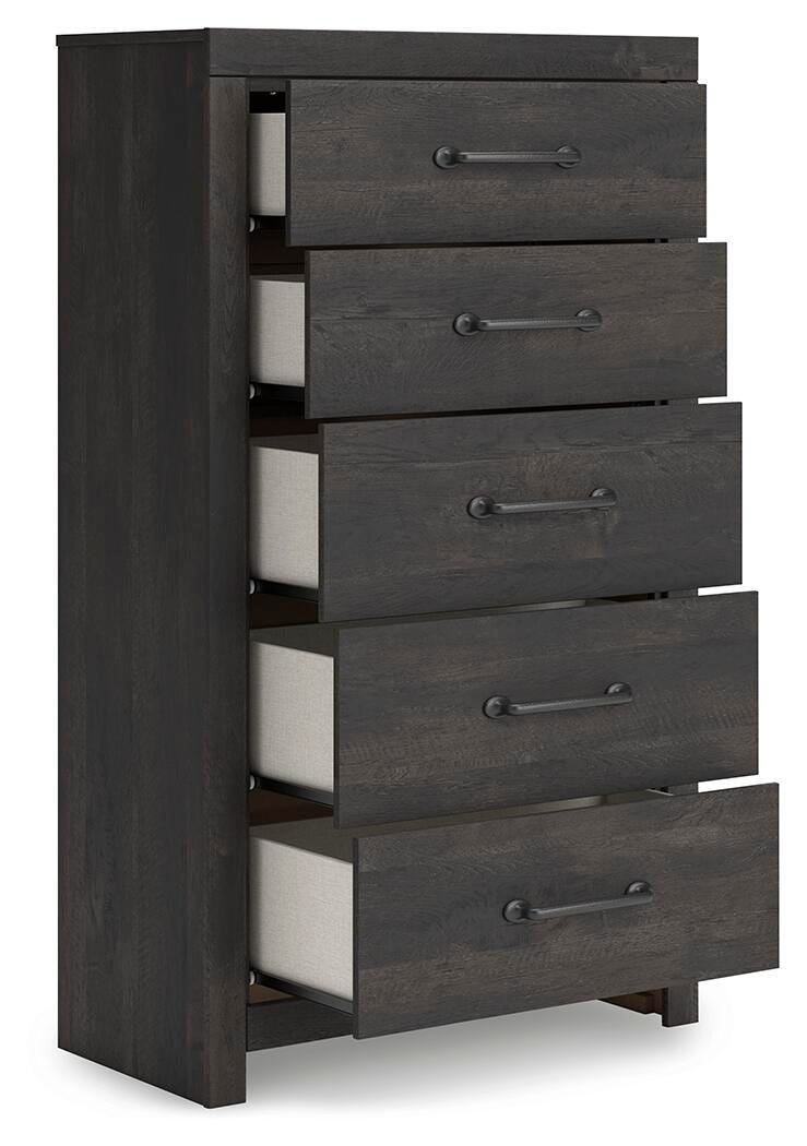 Delmorta Dark Gray Chest of Drawers