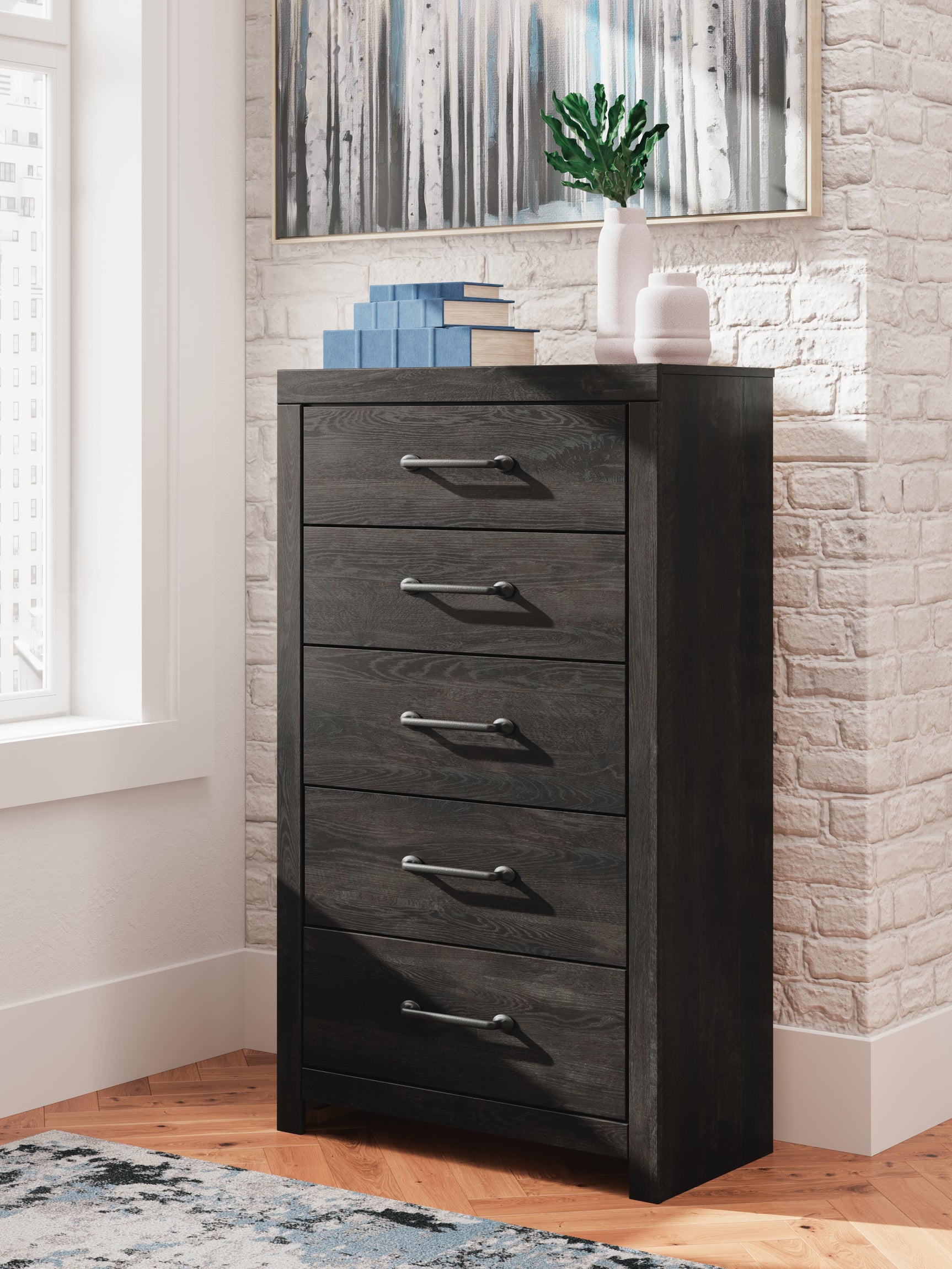 Delmorta Dark Gray Chest of Drawers
