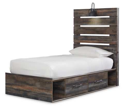 (Online Special Price) Drystan Multi Tone Twin Panel Bed w/ 4 Storage Drawers - Ornate Home