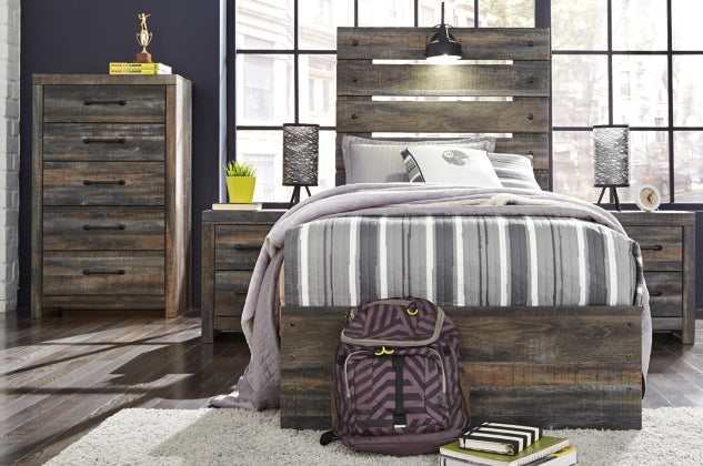 (Online Special Price) Drystan Multi Tone Twin Panel Bed w/ 4 Storage Drawers - Ornate Home