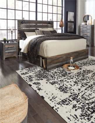 (Online Special Price) Drystan Multi Tone King Panel Bed w/ 4 Storage Drawers - Ornate Home