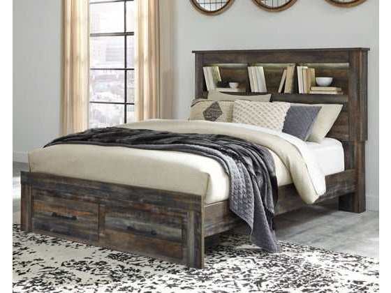 (Online Special Price) Drystan Multi Tone Queen Panel Bed w/ FB Storage & Bookcase HB - Ornate Home