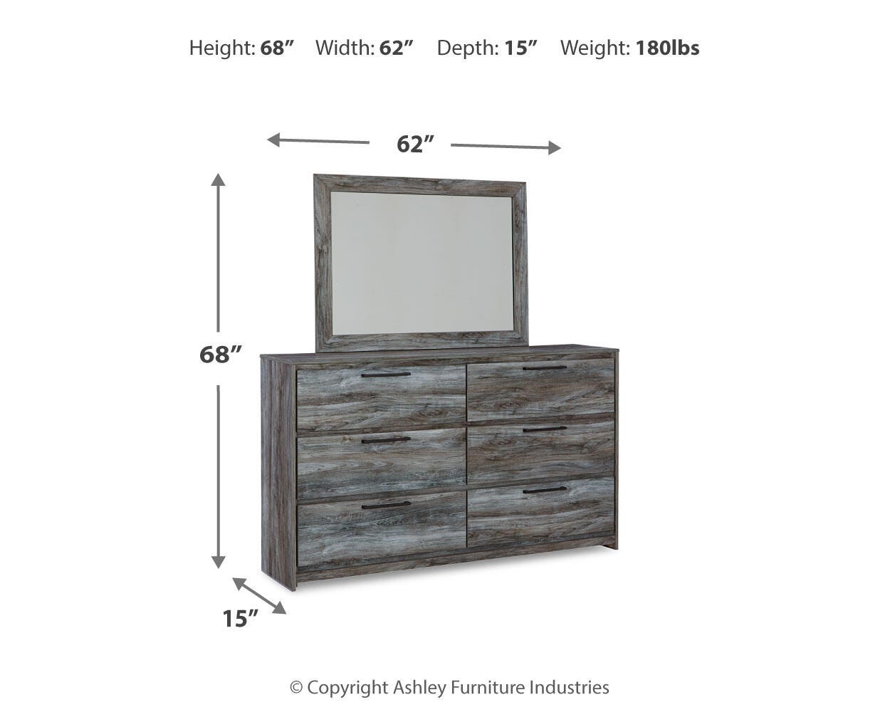 Baystorm Gray King Panel Bed, Dresser, Mirror, Chest and Nightstand