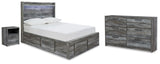 Baystorm Gray Full Panel Storage Bed, Dresser and Nightstand