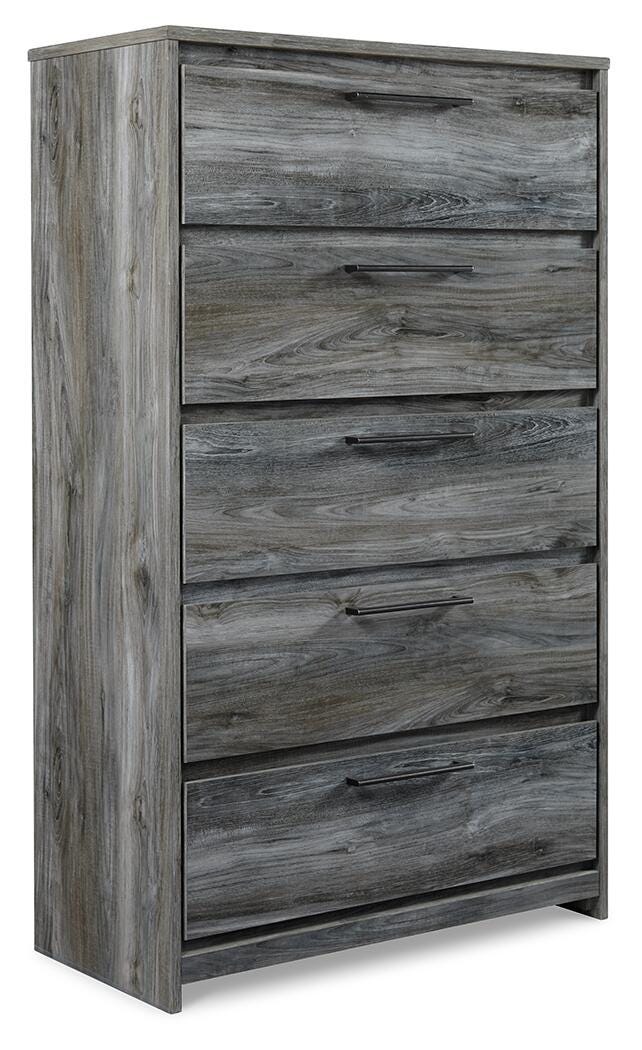 Baystorm Gray King Panel Bed, Dresser, Mirror, Chest and Nightstand