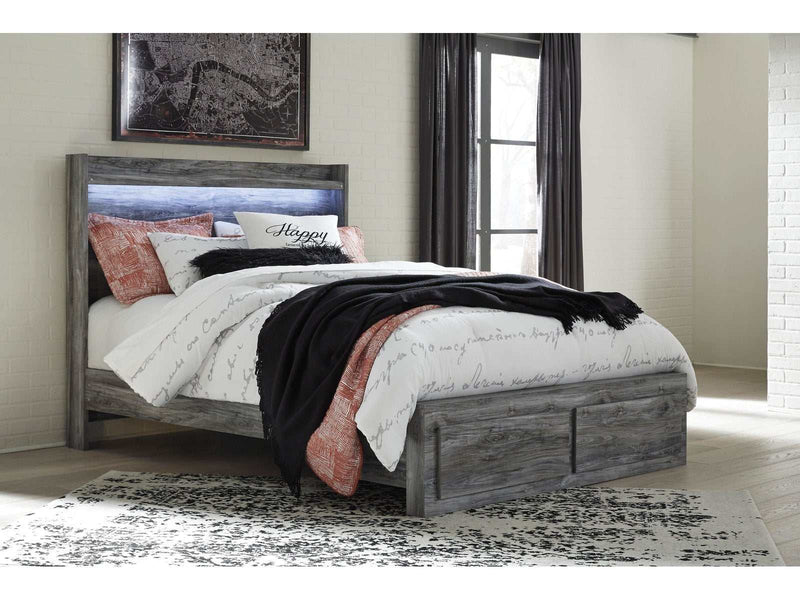 Baystorm Gray Queen Panel Bed w/ 2 Storage Drawers - Ornate Home