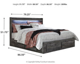 Baystorm Gray King Panel Storage Bed, Dresser, Mirror, Chest and Nightstand