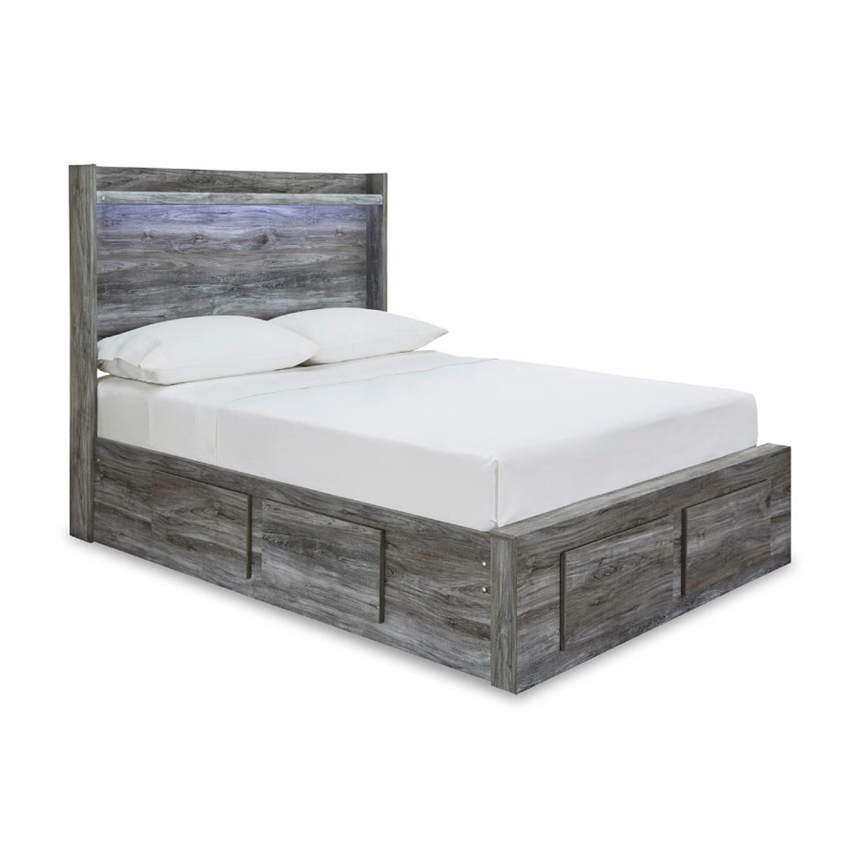 Baystorm Gray Full Panel Storage Bed, Dresser and Nightstand