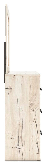 Lawroy Light Natural Queen Panel Storage Bed, Dresser, Mirror, Chest and Nightstand