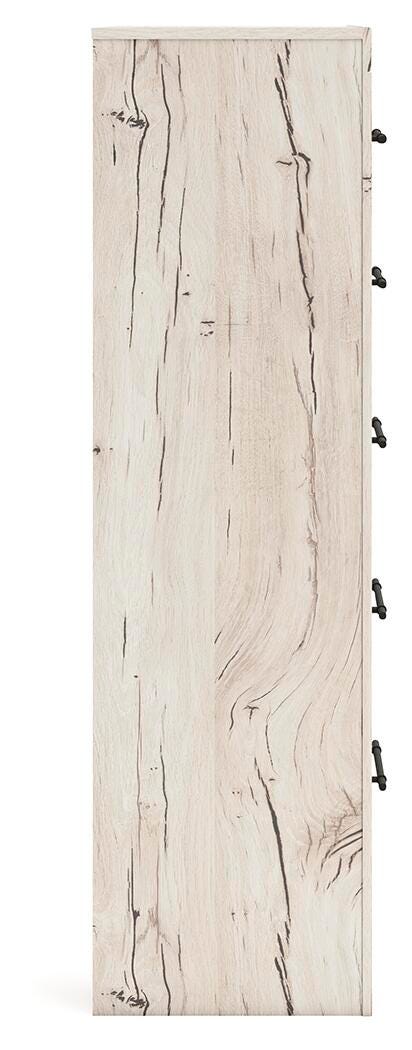Lawroy Light Natural Queen Panel Storage Bed, Dresser, Mirror, Chest and Nightstand