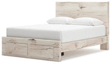 Lawroy Light Natural Queen Panel Storage Bed, Dresser, Mirror, Chest and Nightstand