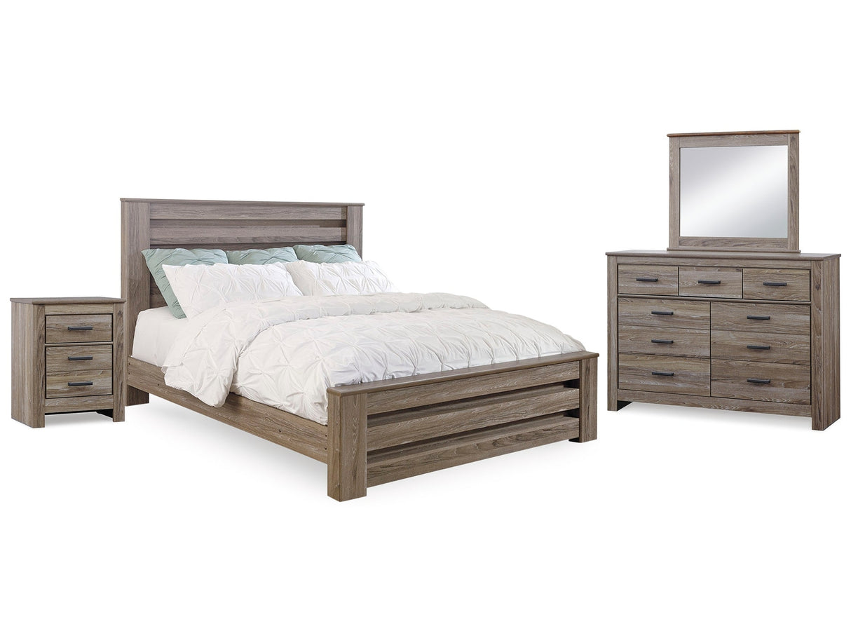 (Online Special Price) Zelen Gray King Panel Bedroom Set with Dresser, Mirror and Nightstand - Ornate Home