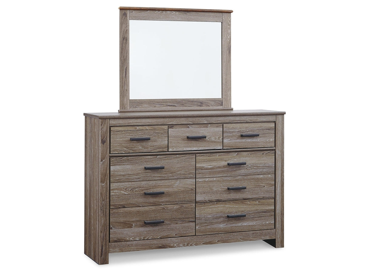 Zelen Gray Queen Panel Bedroom Set with Dresser, Mirror and Nightstand - Ornate Home