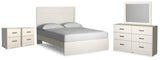 Stelsie White Queen Panel Bed, Dresser, Mirror and 2 Nightstands (Online Special Price)