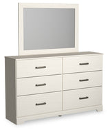 Stelsie White Full Panel Bedroom Set with Dresser, Mirror and Nightstand - Ornate Home