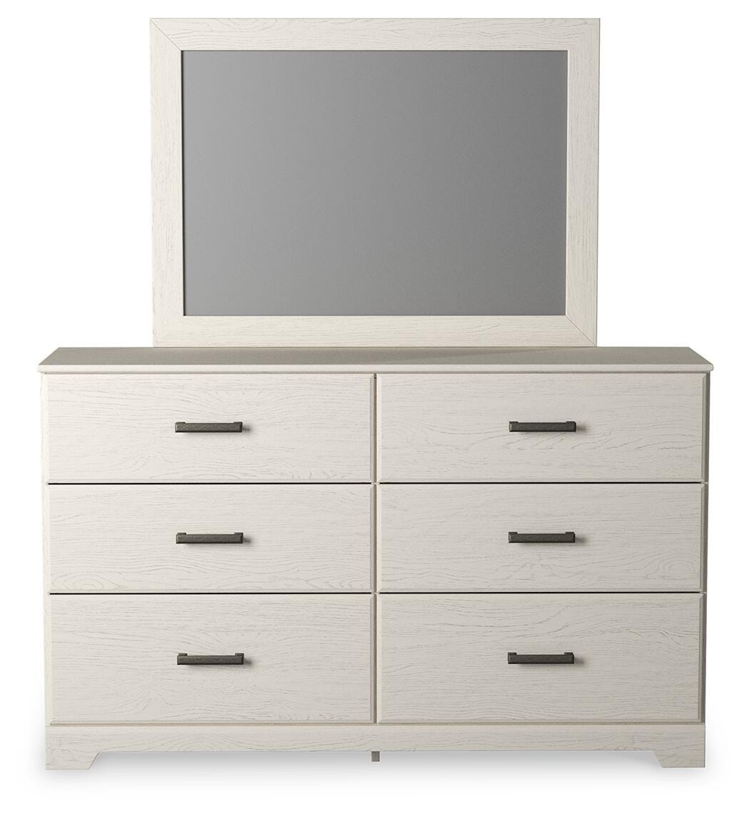 Stelsie White King Panel Bed, Dresser, Mirror, Chest and 2 Nightstands (Online Special Price)